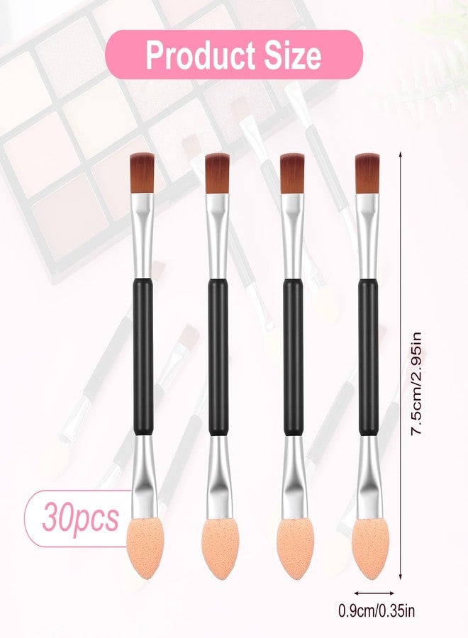 Fyntave 30 Pcs Dual End Eyeshadow Smudge Brush 2 in 1 Eyeshadow Sponge Concealer Brush Double Sided Eye Shadow Applicators Sticks 3 Inch Disposable Eye Makeup Cosmetic Tool with Sponge Head And Bristles Heads - Image 2
