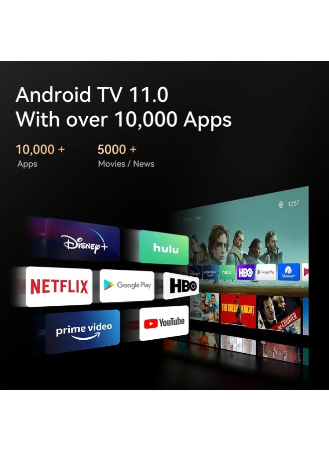 wanbo - Upgraded Mozart 1 Pro 4K Supported Projector with Android TV 11, 1200 ANSI Smart Projector with WiFi and Bluetooth. 16W Speakers, Auto Focus & Keystone, Home Outdoor Projector with Netflix 10000+ Apps - Image 1