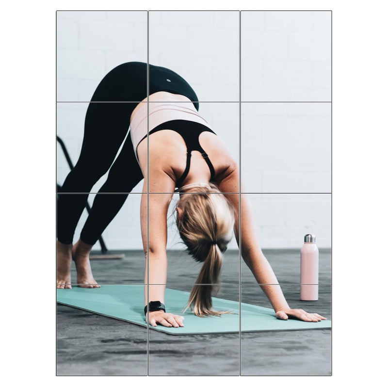 Ruomeng Home Gym Mirror Tiles  10 x 10 x 12Pcs Full Length Mirror Tiles Glass Frameless Wall Mirror for Home Gym Bedroom Door  Bathroom