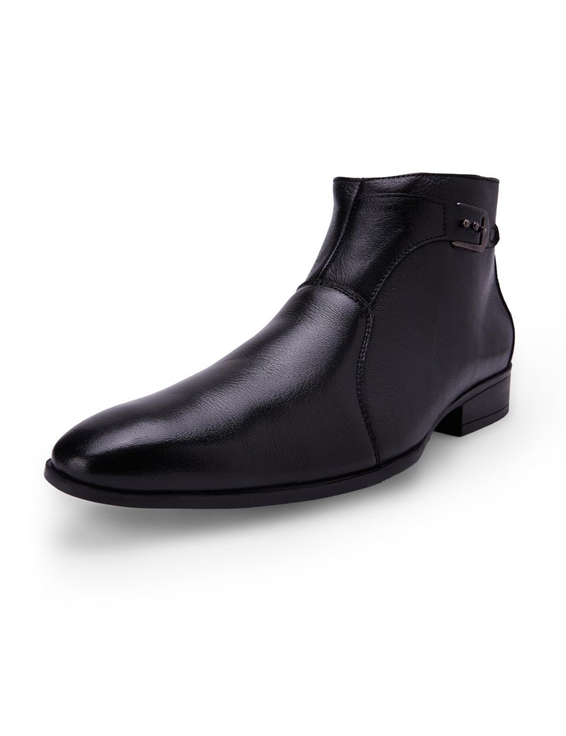 Metro Mens Leather Black Boots (Size (8 UK (42 EU)) - Image 1