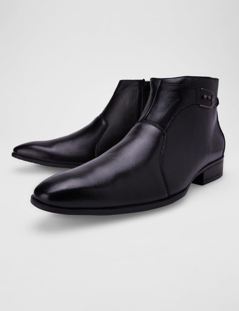 Metro Mens Leather Black Boots (Size (8 UK (42 EU)) - Image 5