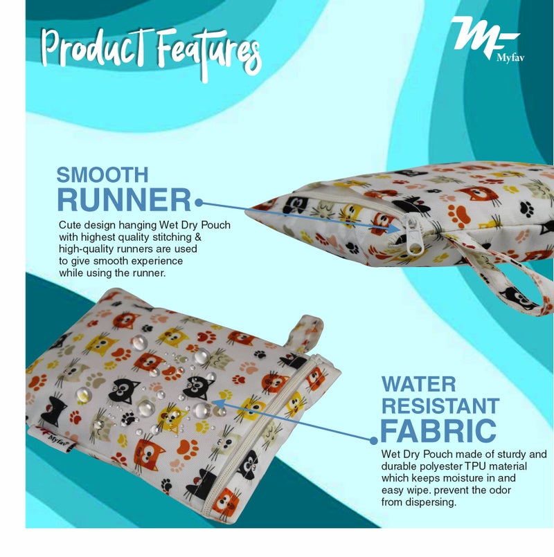 Myfav MY FAV Waterproof Wet Bag | Washable & Reusable Storage Pouch | Wet & Dry Organizer for Travel; Beach; Pool; Stroller; Diapers; Dirty Gym Clothes; Wet Swimsuits & Toiletries-Pack of 3 - Image 5