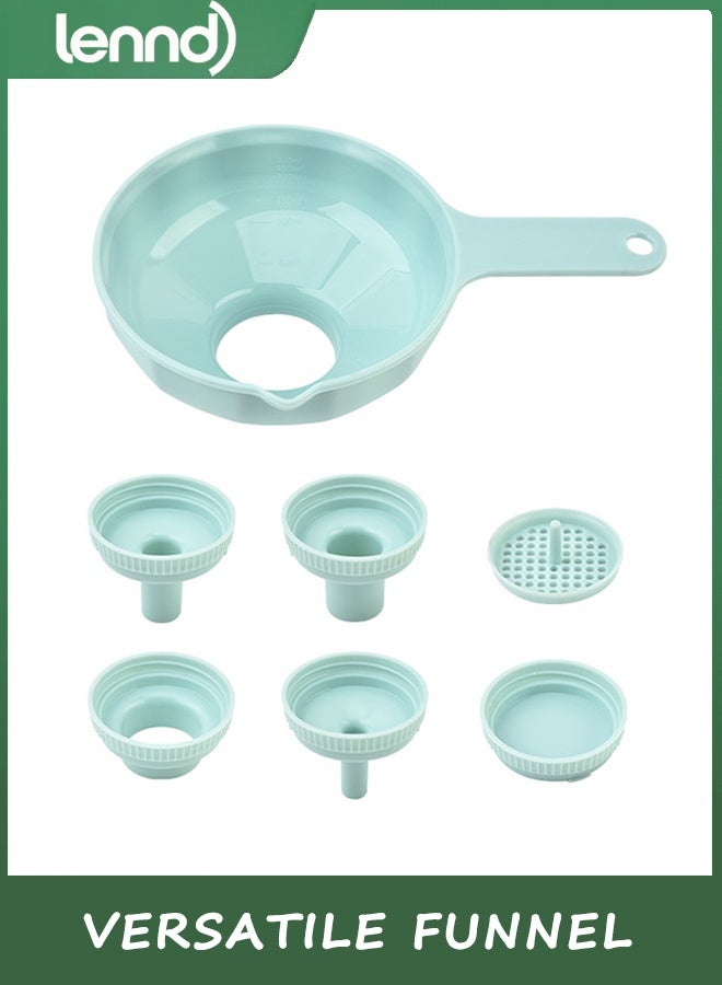 LENND Wide Mouth Versatile Funnel, Canning Funnels for Kitchen Use, Food Grade Plastic Cooking Funnel Set with 4 Size Spouts and Strainers for Filling Different Bottles and Bags - Image 1