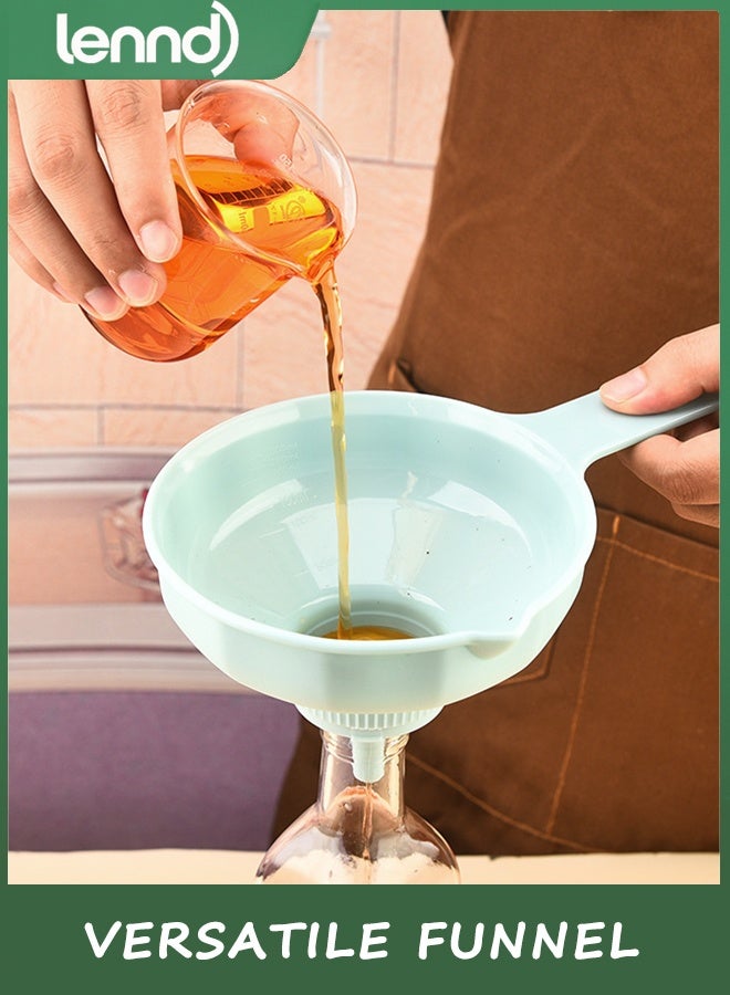 LENND Wide Mouth Versatile Funnel, Canning Funnels for Kitchen Use, Food Grade Plastic Cooking Funnel Set with 4 Size Spouts and Strainers for Filling Different Bottles and Bags - Image 5