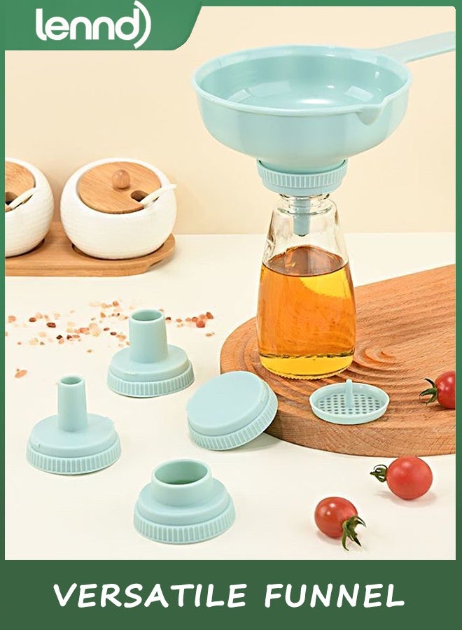 LENND Wide Mouth Versatile Funnel, Canning Funnels for Kitchen Use, Food Grade Plastic Cooking Funnel Set with 4 Size Spouts and Strainers for Filling Different Bottles and Bags - Image 2
