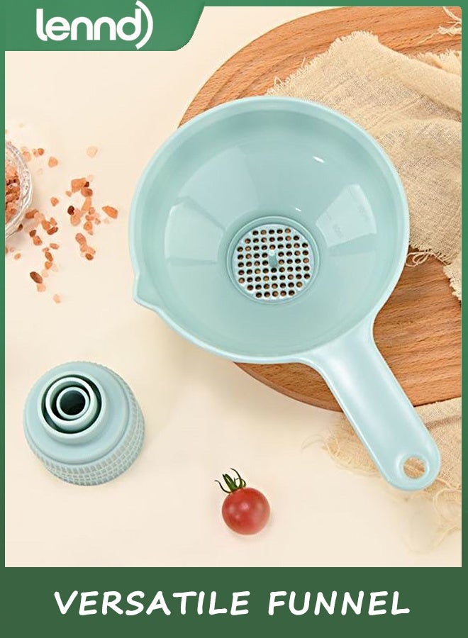 LENND Wide Mouth Versatile Funnel, Canning Funnels for Kitchen Use, Food Grade Plastic Cooking Funnel Set with 4 Size Spouts and Strainers for Filling Different Bottles and Bags - Image 3