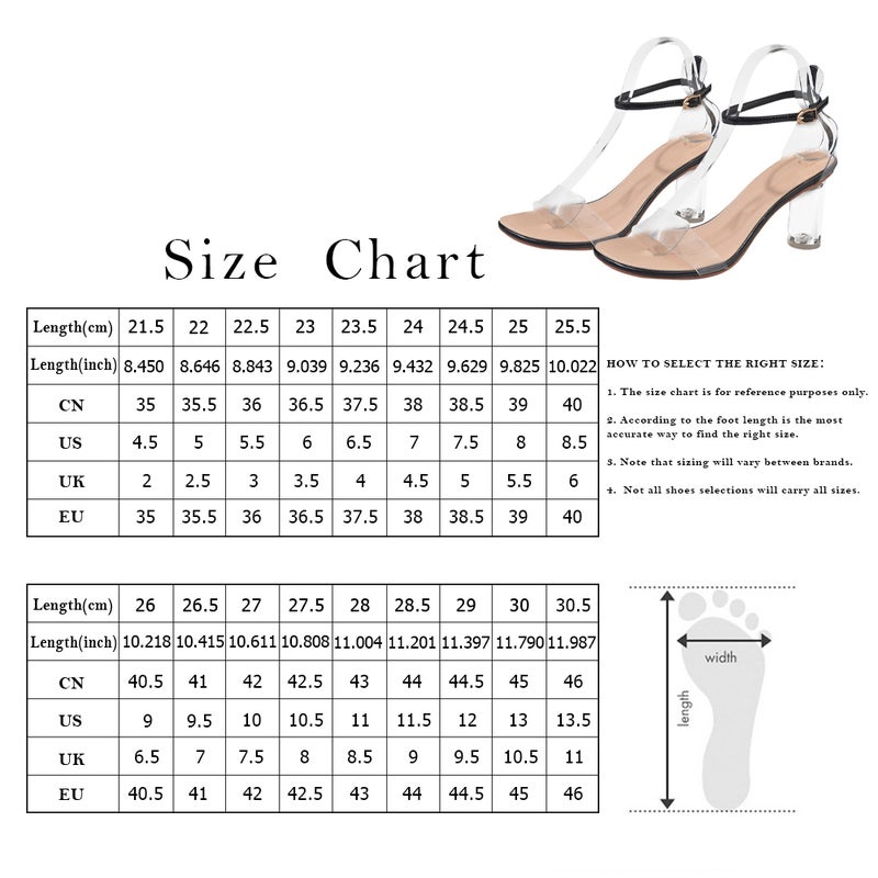 1 Pair -heeled Sandal Stylish Transparent Heel Sandals Full Matching Sandals for Women Lady Wearing (Black Size 38 7US,4.5UK,38EU,9.432Inch) - Image 2