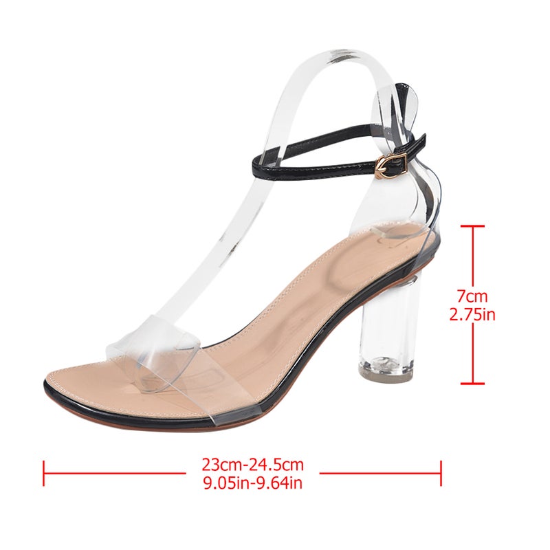 1 Pair -heeled Sandal Stylish Transparent Heel Sandals Full Matching Sandals for Women Lady Wearing (Black Size 38 7US,4.5UK,38EU,9.432Inch) - Image 4