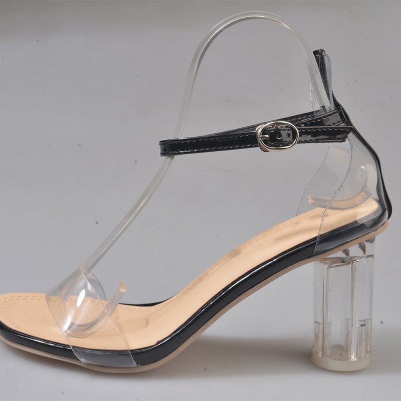 1 Pair -heeled Sandal Stylish Transparent Heel Sandals Full Matching Sandals for Women Lady Wearing (Black Size 38 7US,4.5UK,38EU,9.432Inch) - Image 5