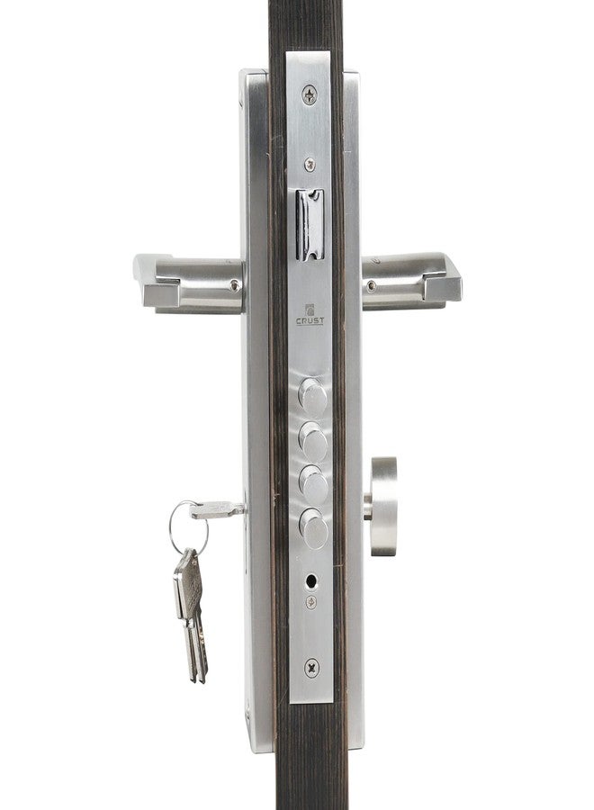 Crust Premium 10 Inch Cylindrical Plate Mortise Door Lock Handle Set/Mortise Lock with Brass Lock Body and One Side Key 60mm Brass Cylinder Set with 3 Brass Computer Keys (Ivy) - Image 4