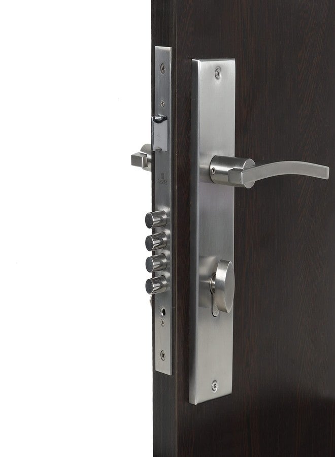 Crust Premium 10 Inch Cylindrical Plate Mortise Door Lock Handle Set/Mortise Lock with Brass Lock Body and One Side Key 60mm Brass Cylinder Set with 3 Brass Computer Keys (Ivy) - Image 3