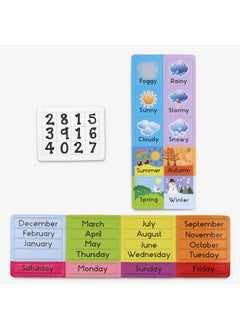 Navaris Kids Magnetic Calendar - Early Years Learning - Weather, Date, Month, Day, Season Educational Chart For Children - Kids Wall Board - Pink  - Image 4
