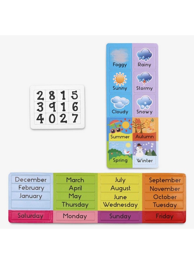 Navaris Kids Magnetic Calendar - Early Years Learning - Weather, Date, Month, Day, Season Educational Chart For Children - Kids Wall Board - Pink  - Image 4