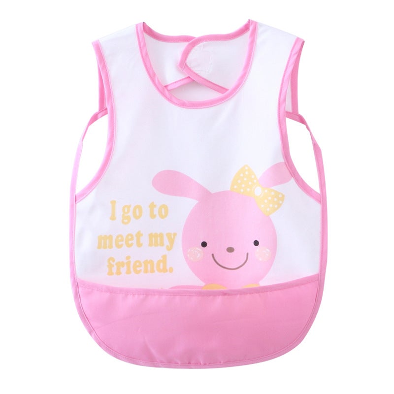 Childrens Costume Bib Baby Dinner Meal Bag Parents Kiss New Cartoon Printed Baby Retro-Dressing 86607 deep powder 