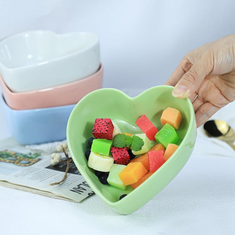 WAIT FLY Heartshaped Bowls for Salad Soup Snack Dessert Best Kitchen Household Cooking Gifts for Home Kitchen PinkBlueWhiteGreen - Image 5