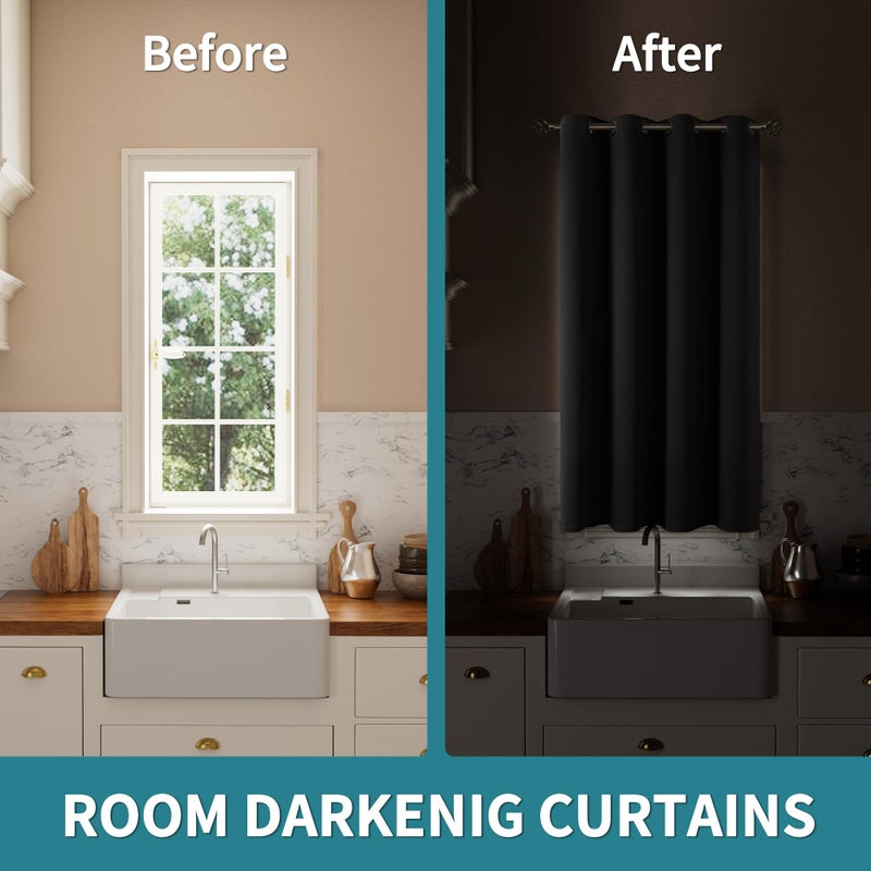 BGment Bression Kitchen Starter 45 بوصة طول ستارة لتيرة لقطات قصيرة لنافذة صغيرة من النافذة خصوصية دراسية معزولة بالحرارة غامق ثنى غامق لغرفة النوم 1 لوحة 52 × 45 بوصة رمادية داكنة - Image 3
