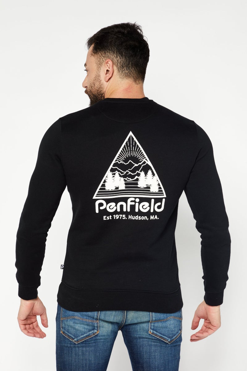 Penfield سويت شيرت للرجال بأكمام طويلة وياقة دائرية، شعار العلامة التجارية، أسود - Image 2