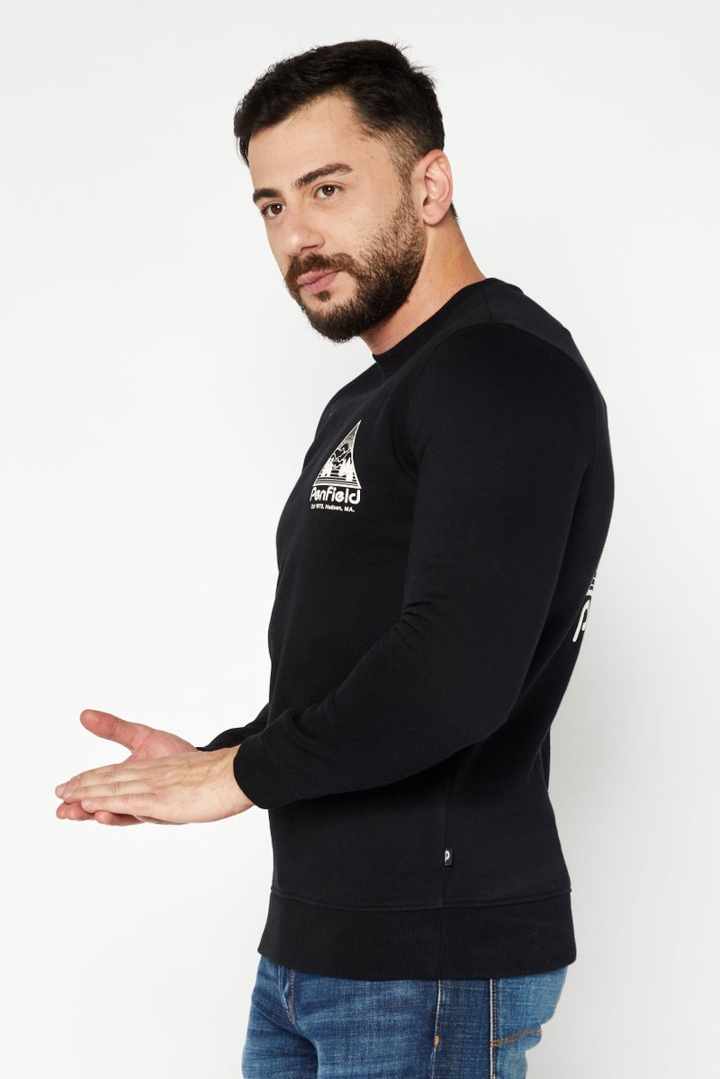 Penfield سويت شيرت للرجال بأكمام طويلة وياقة دائرية، شعار العلامة التجارية، أسود - Image 4
