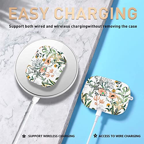 Olytop for Airpods Pro 2nd/1st Generation Case Floral 2019/2022/2023, Cute Ladybugs Air pod Pros Protective Cover Printed Skin Women Girl for Apple iPod Pro 2/1 Gen Case with Keychain - Flower/Cactus - Image 3