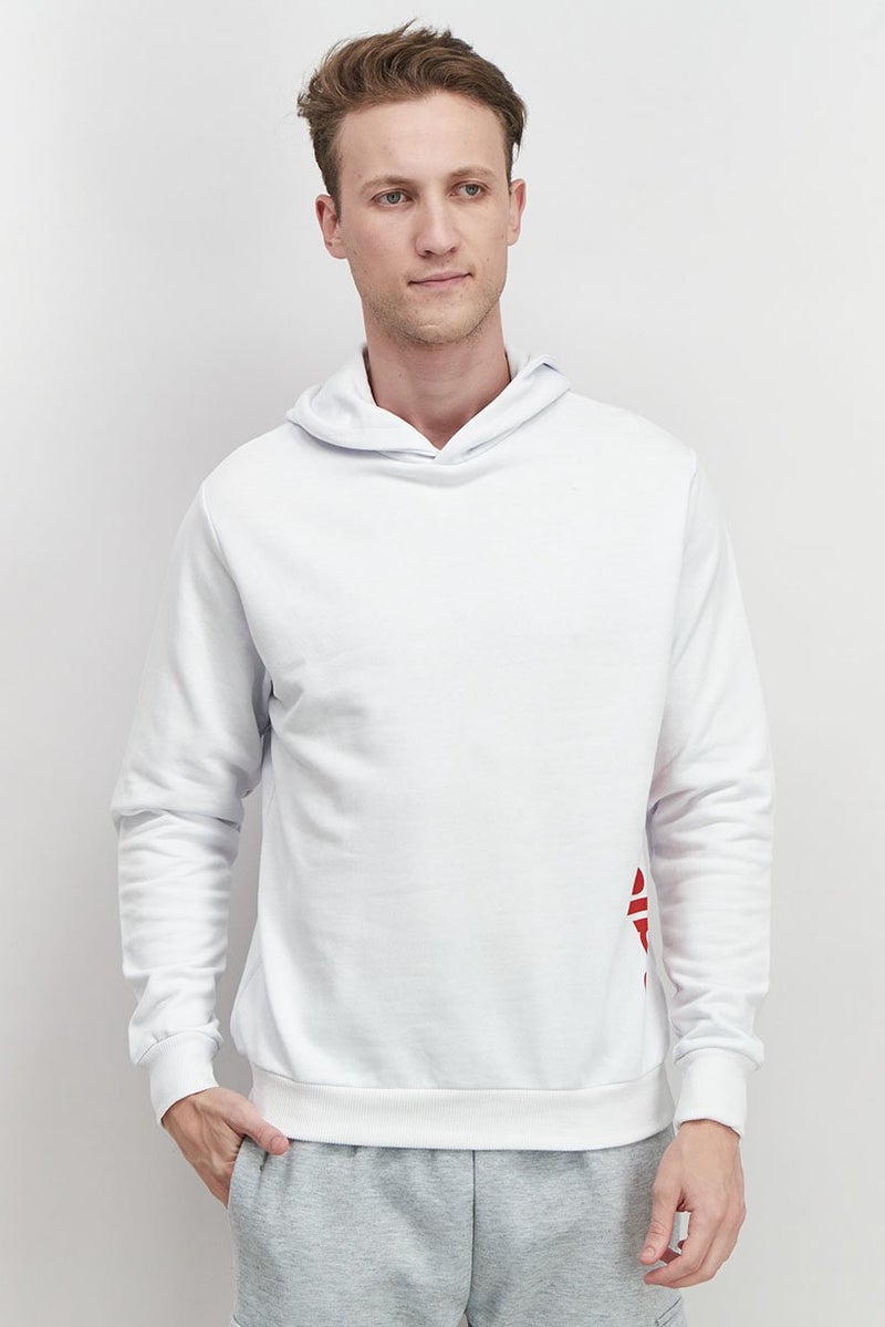 Baldinini Men Brand Logo Drawstring Hoodie, White - Image 1