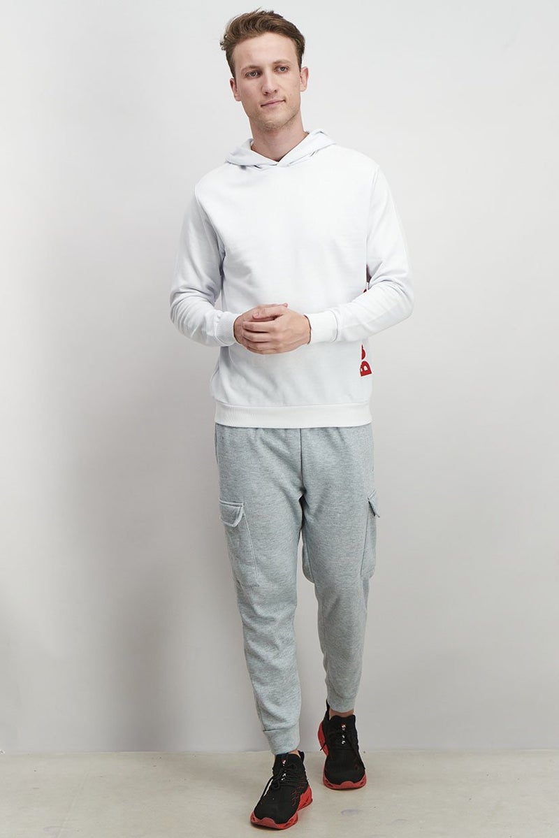 Baldinini Men Brand Logo Drawstring Hoodie, White - Image 3