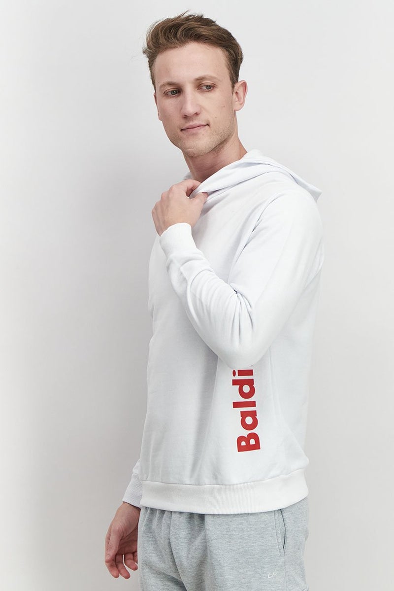 Baldinini Men Brand Logo Drawstring Hoodie, White - Image 2