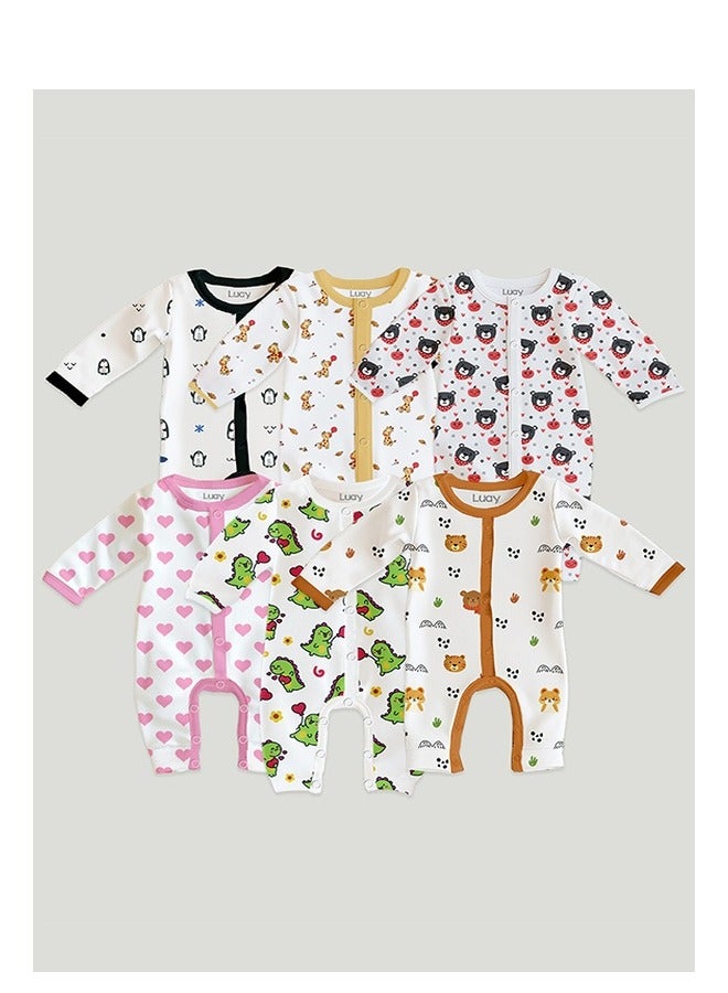 LUAY LUAY 100% Cotton Full Sleeves Printed Baby Romper,Bodysuit Jumpsuit for Baby Girls & Baby Boy (Pack of 6) - Image 1