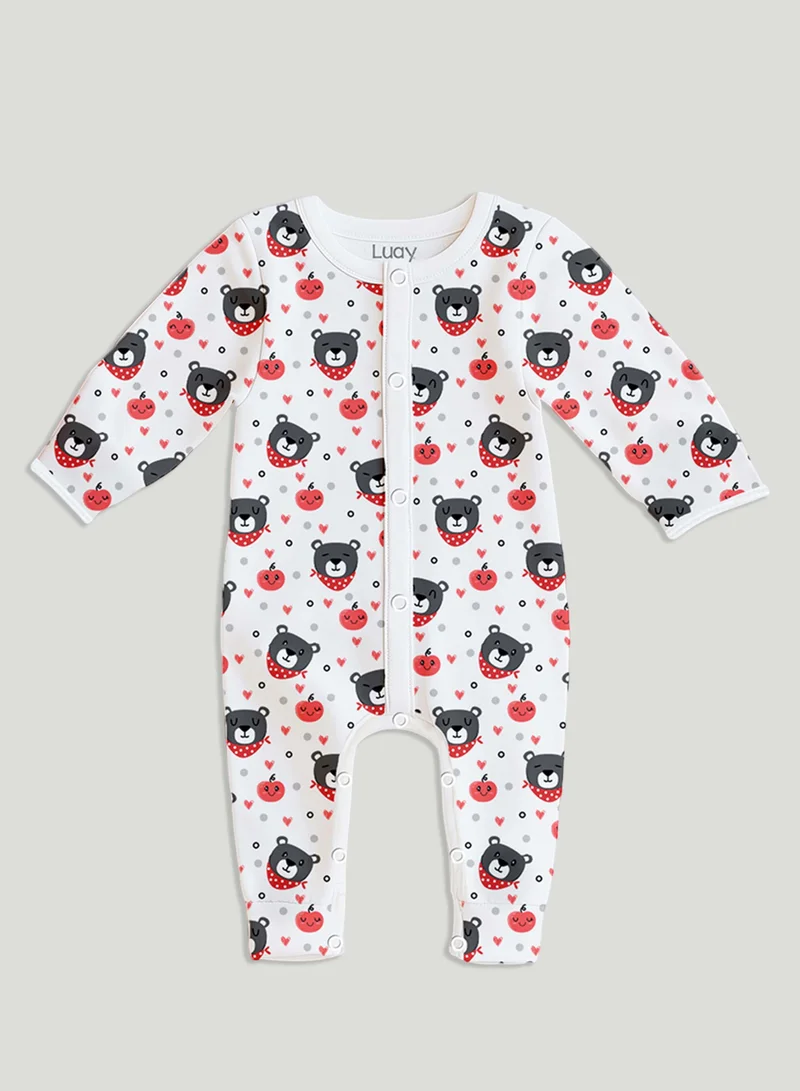 لؤي لوّاي بدلة أطفال مطبوعة بأكمام طويلة من القطن بنسبة 100٪، قطعة واحدة (رومبر)، للبنات والأولاد (عبوة من 6 قطع).