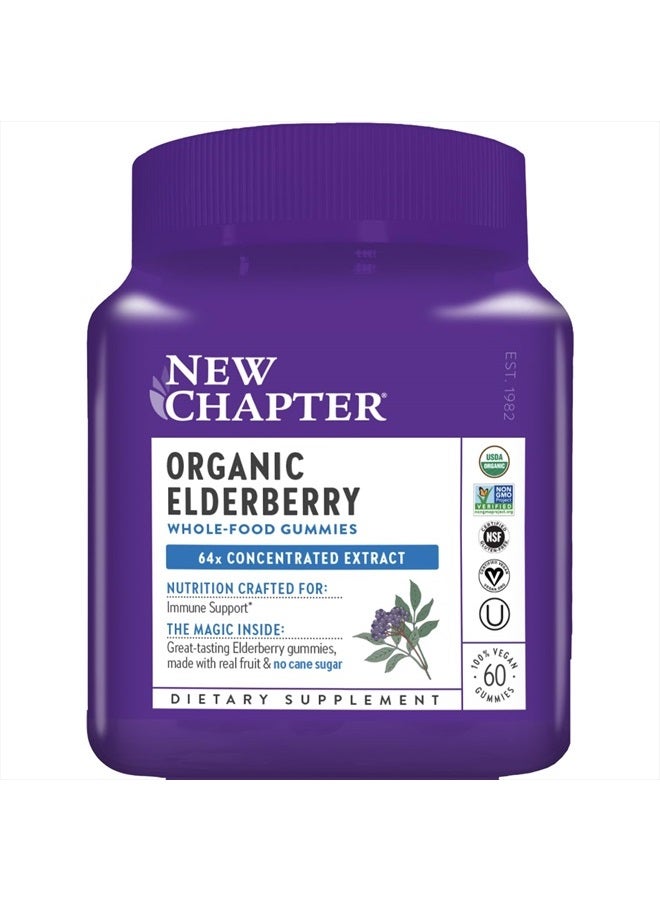 New Chapter Elderberry Gummies for Adults & Kids (2+), USDA Organic 64x Concentrated Elderberry for Immune Support, Great-Tasting Whole-Food Gummies, Vegan & Non-GMO - 60 ct - Image 1
