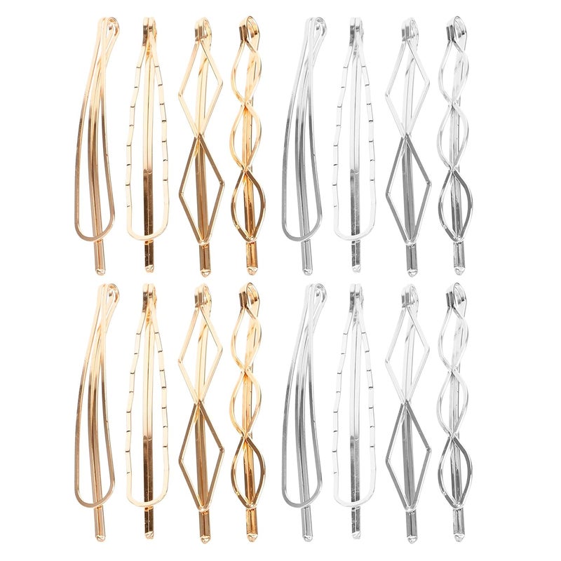 16pcs Gold Hair Pins Set Geometric Hair Clips Bobby Pin Hair Barrettes Metal Gold Decorative Hair Styling Jewelry Hair Clamps Accessories for Women Wedding Parties