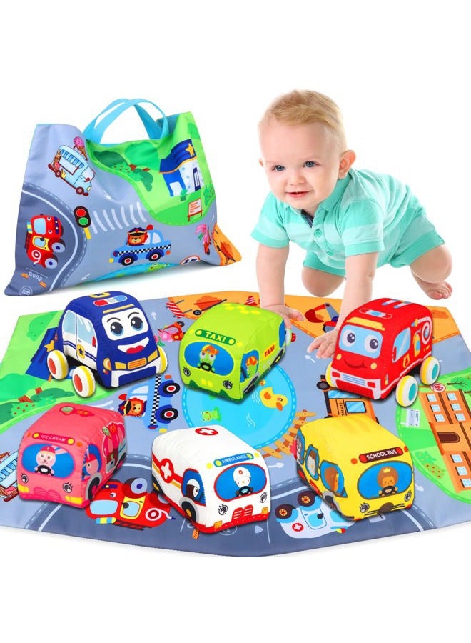LOVKIZ Baby Toys 6 to 12 Months - Soft Car Toys for 1 Year Old Boy Girl with Playmat Storage Bag - Infant Baby Toys 12-18 Months Toddler Toys Age 1-2 - 1st Birthday Gifts for 1 2 3 Year Old (6 Sets) - Image 1