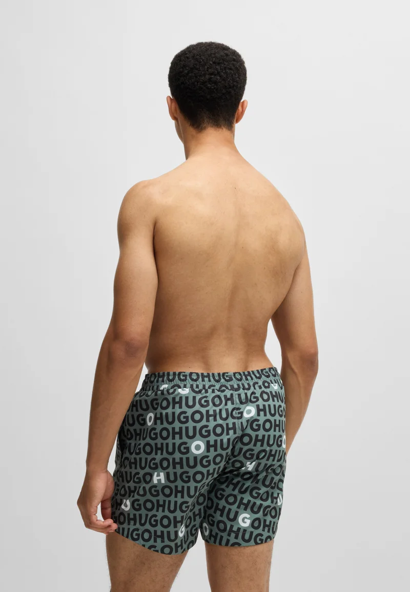 HUGO Logo-print swim shorts with drawcord