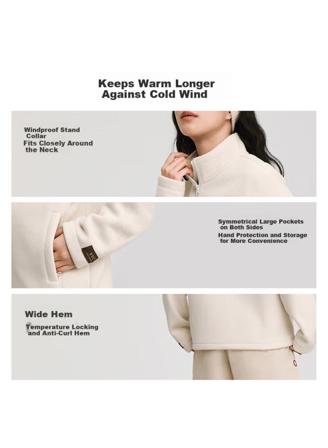 Vvc Uni Fleece Jacket Autumn Winter Double-sided Fleece Loose Windproof Warm Zip-up Cardigan Cloud Soft White 3XL - Image 3