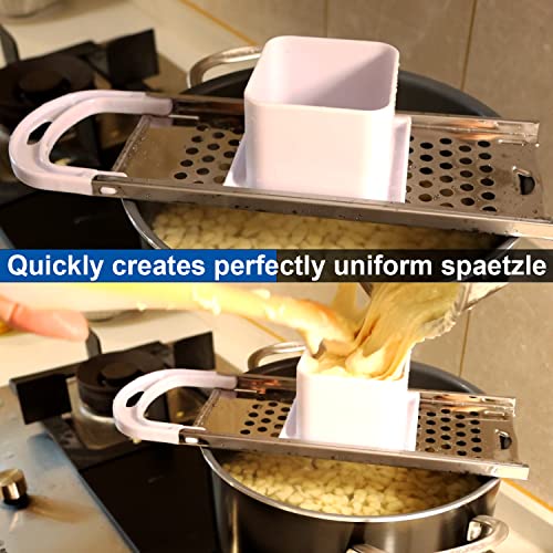 Hicook Stainless Steel Spaetzle Maker Spaetzle Noodle Dumpling Maker with Safety Pusher - Image 2