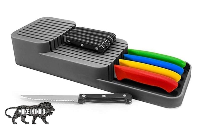 HMV MALL Plastic Double Layer Kitchen Knife Organizer Drawer Block for Home and Kitchen - Image 2