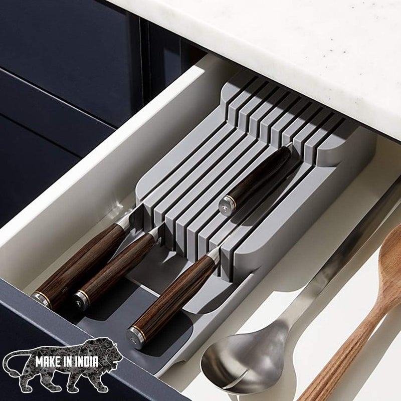 HMV MALL Plastic Double Layer Kitchen Knife Organizer Drawer Block for Home and Kitchen - Image 4