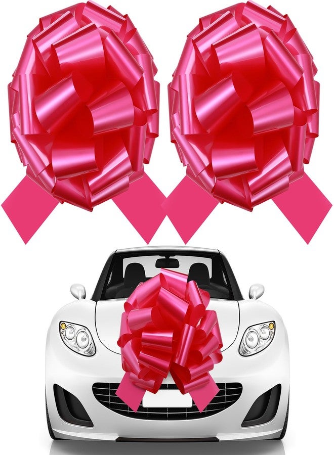 Giegxin 2 Sets Large Car Bows 14 Inch Big Bow for Present Giant Gift Wrapping Valentine's Wedding Birthday Present Cars Appliances Bikes Table Decorations New Houses Party Events(Pink - Image 1