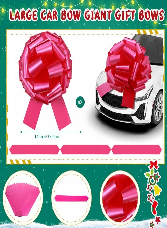 Giegxin 2 Sets Large Car Bows 14 Inch Big Bow for Present Giant Gift Wrapping Valentine's Wedding Birthday Present Cars Appliances Bikes Table Decorations New Houses Party Events(Pink - Image 3