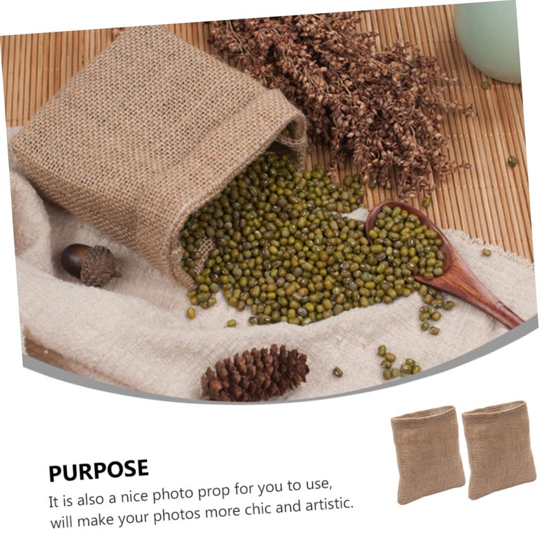 2Pcs Natural Linen Photo Gunny Bags Small Storage For Food Serving Home Decor - Image 3