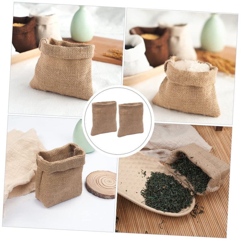 2Pcs Natural Linen Photo Gunny Bags Small Storage For Food Serving Home Decor - Image 5