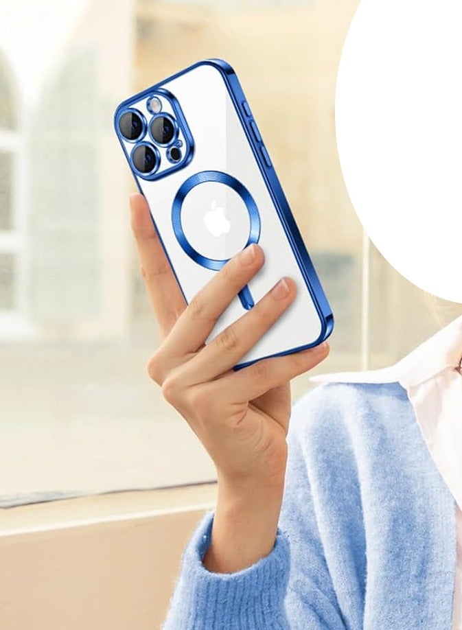 غطاء شفاف مغناطيسي لهاتف iPhone 15 Pro Max مع واقٍ للعدسة | متوافق مع MagSafe – غطاء نحيف من TPU بحواف مطلية – تصميم ناعم ووقائي - Image 4