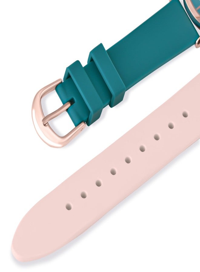 Bisley Women's Rose Gold Watch Pink and Green Watch Silicone Strap Watch Three Hand Analog Watch Gift Watch - Image 4