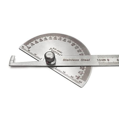 LYFJXX Stainless Steel Angle Protractor, 0-180 Degrees, 10 cm Woodworking Ruler, Angle Measure Tool - Image 5
