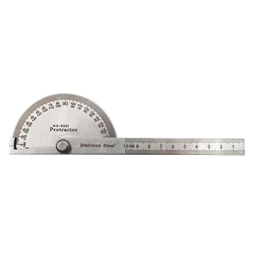 LYFJXX Stainless Steel Angle Protractor, 0-180 Degrees, 10 cm Woodworking Ruler, Angle Measure Tool - Image 4
