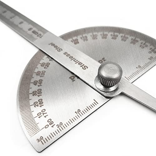 LYFJXX Stainless Steel Angle Protractor, 0-180 Degrees, 10 cm Woodworking Ruler, Angle Measure Tool - Image 2