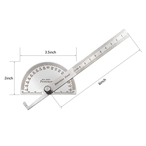LYFJXX Stainless Steel Angle Protractor, 0-180 Degrees, 10 cm Woodworking Ruler, Angle Measure Tool - Image 3