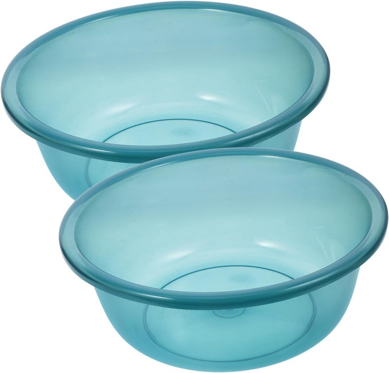 Blue Thickened Plastic Washbasin 2pcs Durable Bathroom Salon Bowl Face Cleansing Foot Bath - Image 1