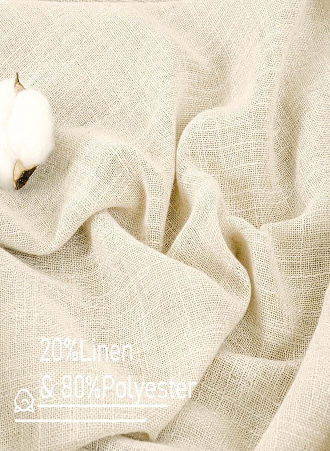 LAMIT Beige Linen Curtains 72 Inches Long 2 Panels for Living Room Faux Linen Textured Light Filtering Drapes Back Tab and Rod Pocket Boho Neutral Panels for Bedroom/Dining Room, 52 x 72 Inch - Image 2