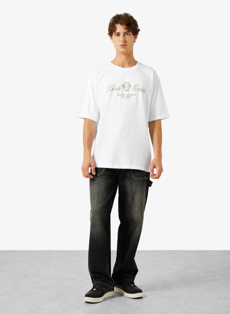 Seventy Five Graphic Crew Neck Oversize Drop Shoulder T-Shirt - Image 4