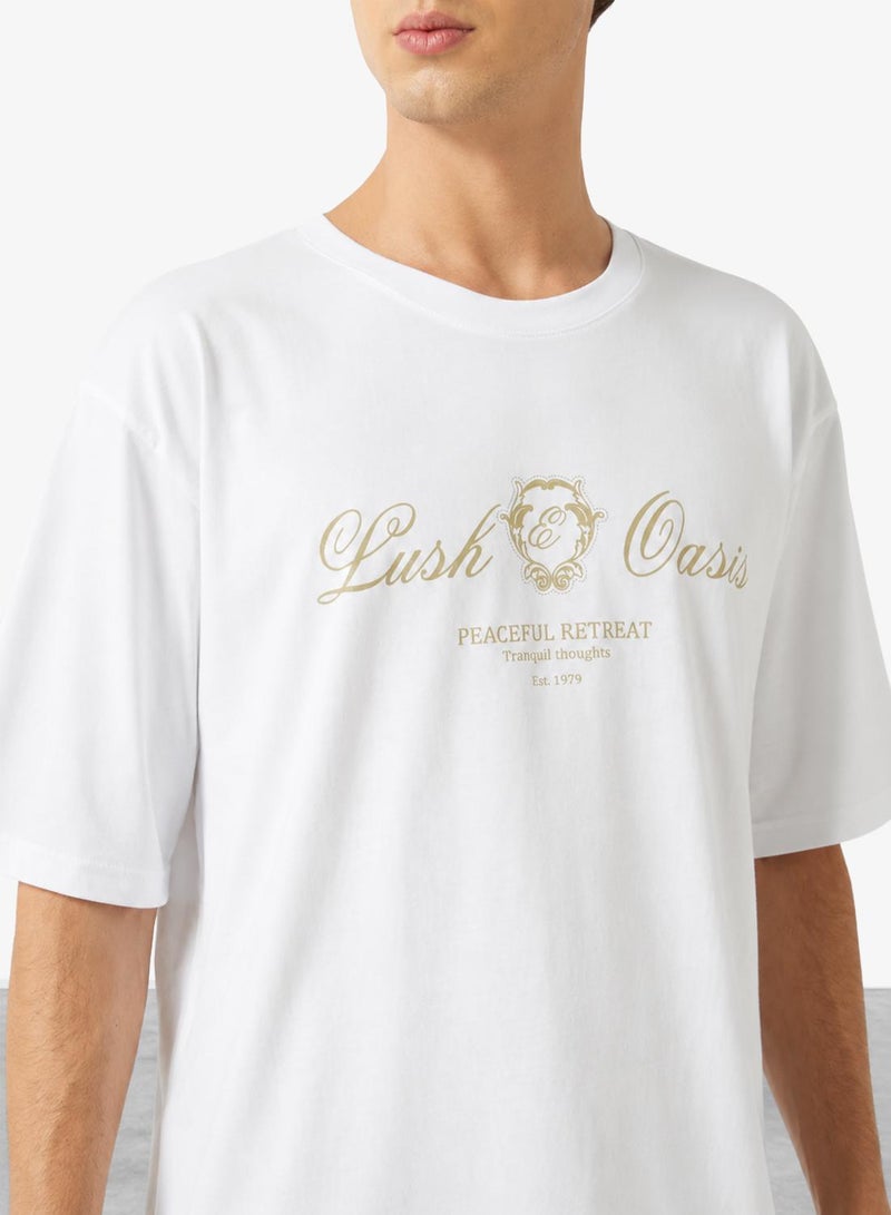 Seventy Five Graphic Crew Neck Oversize Drop Shoulder T-Shirt - Image 3